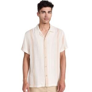 RAILS Men's Amalfi Shirt Size L In Farro Dove Stripe